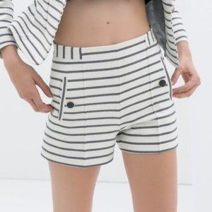 Dalia Women's High Waist Striped Shorts - Black and White